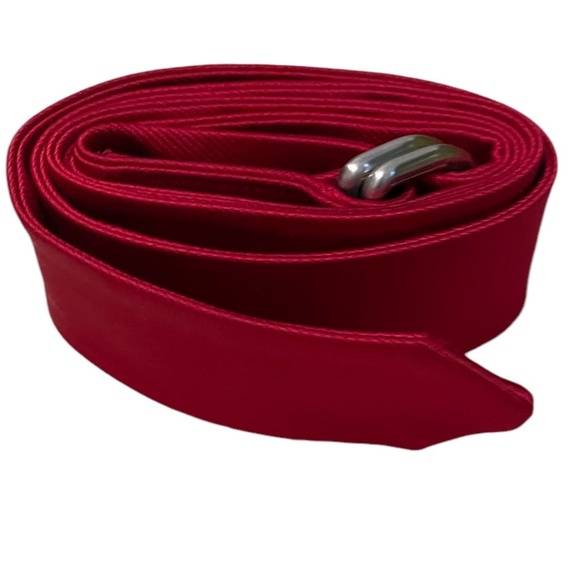 BURBERRY Red Heritage Double‎ D-ring Belt New